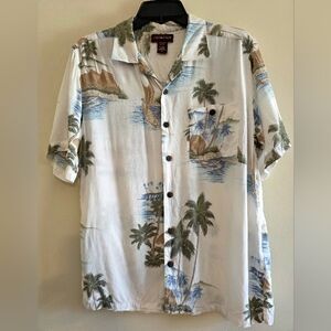 Covington Men's Tropical Rayon Shirt Small Palm Tree Island Print Coastal Resort